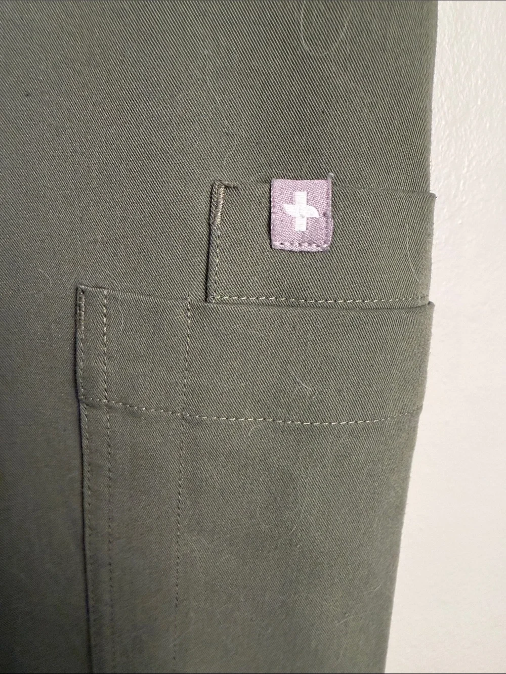 Figs Olive Green Jogger Pants with Orange Drawcord size small